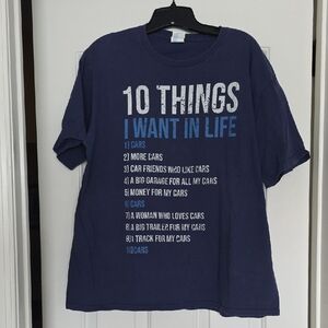 Blue Graphic T-Shirt with Fun Text Mens XL
